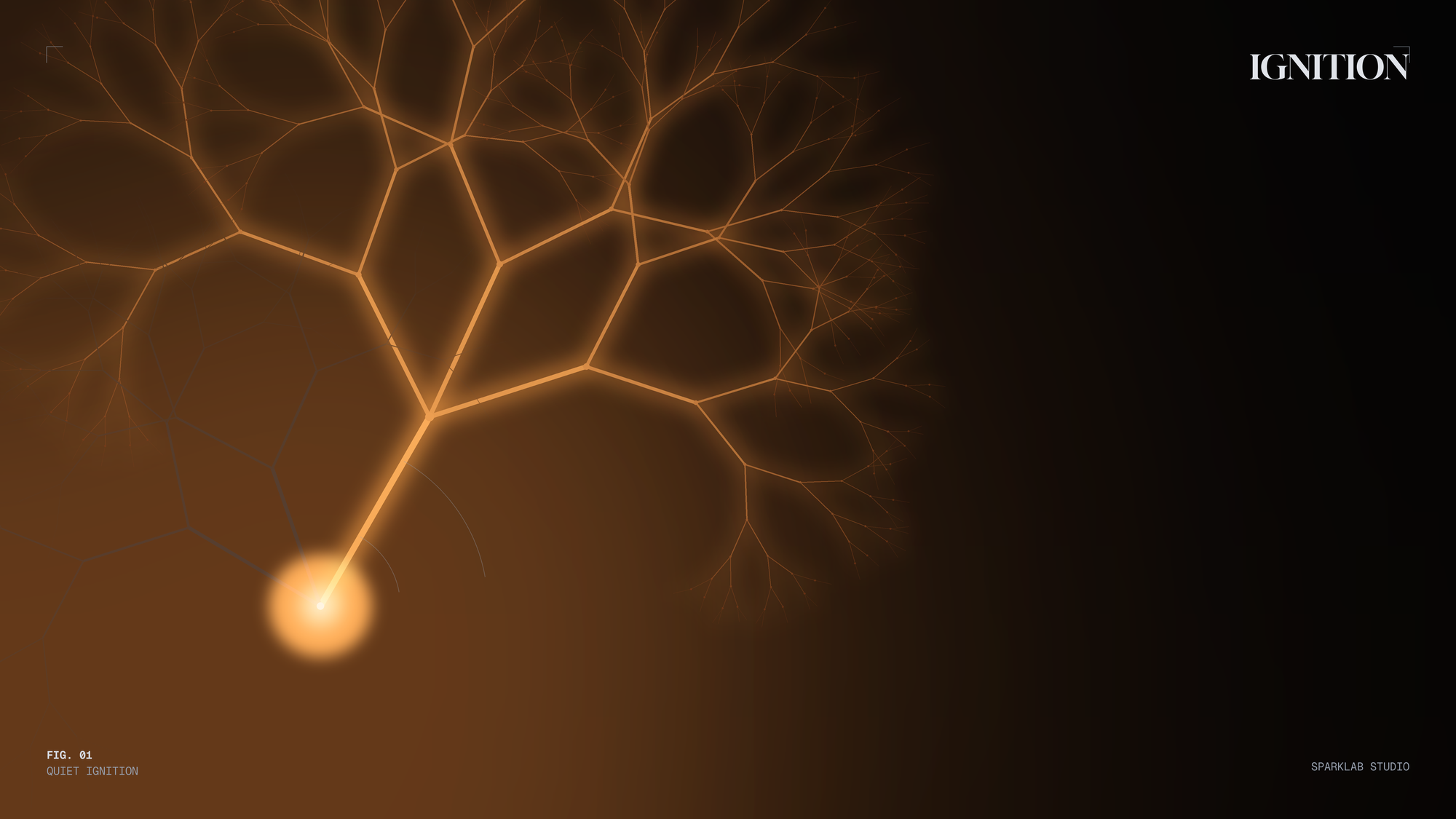 Abstract graphic of a single spark branching outward, representing SparkLab Studio's AI automation